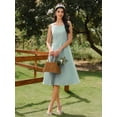 thumbnail image 3 of Vintage Elegant Women's Ditsy Floral Sleeveless Square Neck A-Line Midi Dress with Pockets and Button Detail, 3 of 10