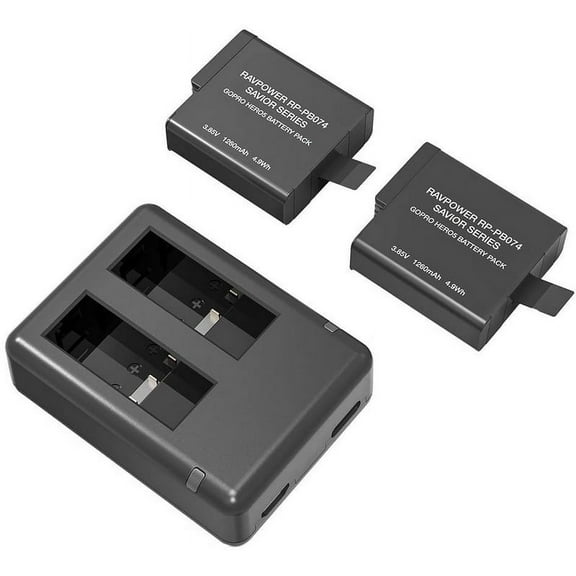 RAVPower RP074 2-Pack Battery & Charger For GoPro HERO7 HERO6 HERO5 PB59