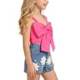 thumbnail image 5 of Amidoa Girls 2 Piece Outfits Summer Clothes Cute Tank Top Sleeveless Solid Color T-Shirt and Casual Shorts Kids Clothing Sets Hot Pink Size 5T, 5 of 9