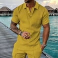 thumbnail image 3 of IYTR Mens Shirts Summer Button Down Turndown Collar Casual Comfy Solid Color Fashion Short Sleeve T Shirts Textured Fitness Shirts Yellow S, 3 of 5