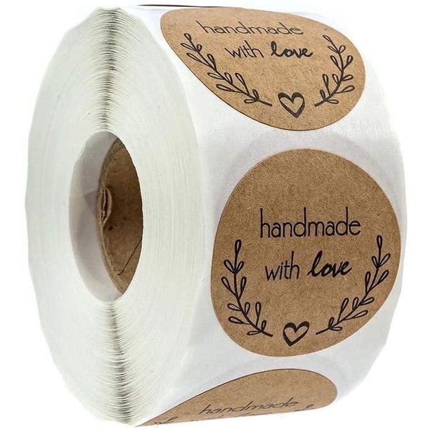 500 Pieces Kraft Homemade with Love Sticker Label Paper Sealing Sticker Labels Round Self-Adhesive
