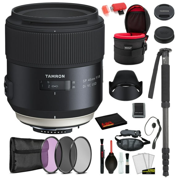 Tamron SP 45mm f/1.8 Di VC USD Lens for Nikon F with Bundle Package Deal Kit