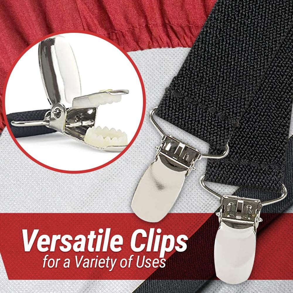 Hold’em Bed Sheet Fastener Suspenders - Adjustable, Crisscross Sheet Strap Holder Clips, White