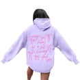 thumbnail image 4 of Women's Hoodies Sweatshirts Graphic Word Hoodie Sweatshirt for Women Long Sleeve Cozy Preppy Tops Casual Everyday Wear Purple XL, 4 of 6
