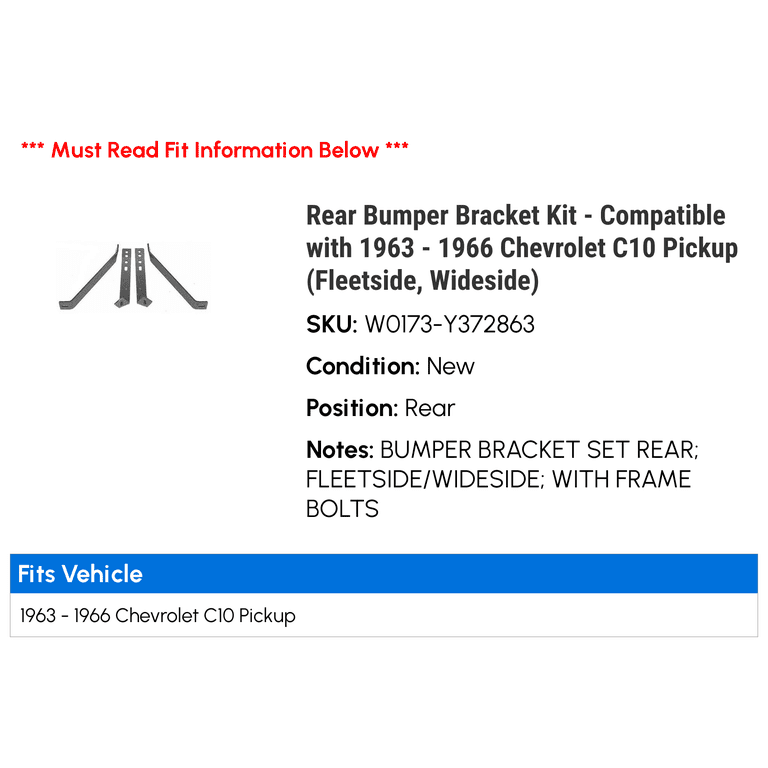 1963–66 Chevy/GMC Fleetside Rear Bumper Bracket Set 1963–66 Chevy/GMC Fleetside Rear Bumper Bracket Set