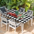 thumbnail image 2 of Christmas Red Truck Table Cloths for 5 Foot Rectangle Tables, Xmas Tree Bow Farm White Black Plaid Patio Waterproof Elastic Fitted Tablecloths, Washable Rectangular Table Cover for Camping, 2 of 8
