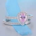 thumbnail image 4 of Pink Diamond Ring For Women Drop Accent White Copper Platinum Plated Inlaid Zircon US Size 5 To 10 Extra Shine, 4 of 5