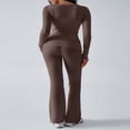thumbnail image 5 of LYMAYTER Women Fashion Suit Long Sleeve V-Neck Sweatsuit Sets Fold Over Flare Pants Tracksuits Sets XS-XL, 5 of 9