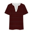 thumbnail image 4 of ALLLIST Short Sleeve Womens Tops Clearance Under $5 Striped Notch Neck Red Button T-Shirts Oversized Casual Womens Shirts Clearance, 4 of 4