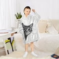 thumbnail image 6 of FORMRS Wearable Blanket Hoodie with Sleeves for Kids Cozy Flannel Sweatshirt, Black Cute Cat, 6 of 7