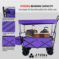 thumbnail image 4 of M optimized Outdoor Garden Wagon with Canopy and Pockets, Foldable Portable Beach Trolley Cart with 7" Wheels for Camping Garden Sports, Load Capacity 262LBS, 4 of 9