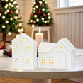 thumbnail image 6 of White Ceramic Christmas Village Houses, Christmas Village Sets, LED Lighted Christmas Village Houses, White Porcelain Village Town Houses, Christmas Town Scene Collection for Home Table Room Decor, 6 of 9