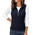 thumbnail image 2 of Fleece Jacket Women Nelozsy Women's Rocking Velvetsleeveless Full Zippered Velvet Top With Zipper Pocket Outdoor Warm Shoulder Navy L, 2 of 3