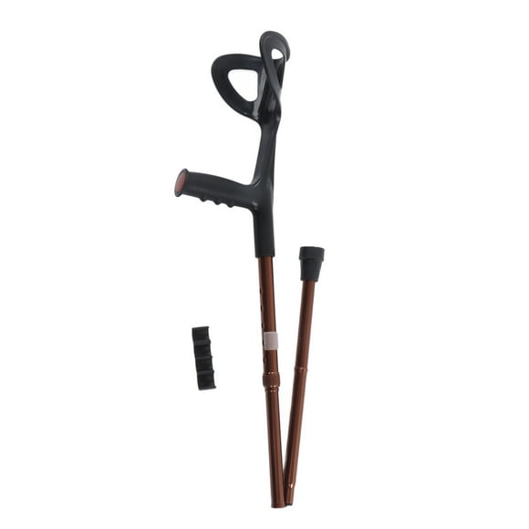 Bastón plegable para caminar, con peso distribuido uniformemente, ajustable en el antebrazo, color marrón