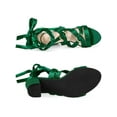 thumbnail image 5 of BLISSFUL STEP Women's Satin Lace Up Chunky High Heel Sandals Dark Green 8, 5 of 8