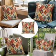 thumbnail image 4 of Throw Pillow Covers, Vintage Moroccan Decorative Throw Pillow Covers 20x20 Inch, Abstract Bohemia Geometric Pattern Orange Square Linen Pillow Cases for Couch/Living Room/Sofa, 4 of 9