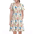 thumbnail image 1 of Easygdp Barbecue Gnomes para Vestido Transpirable de Mujer, Vestido Suelto de Manga Corta con Pliegues y Bolsillos para el Verano, 1 of 6