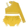 thumbnail image 3 of XUNZOO Big Girls Athletic Tutu Dress 2 Piece Ballet Leotard 6-16 Years Jazz Hip Hop Dance Clothes Set Yellow 16, 3 of 7