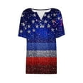 thumbnail image 4 of Memorial Day Blouse for Women American Flag Womens Shirts Women Red White and Blue Shirts Womens Memorial Day Shirts Women's Casual Gradient Short-Sleeved V-Neck Top Blouse, 4 of 5