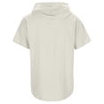 thumbnail image 4 of FINALGANG Boys Kids Casual Short Sleeve Hooded Shirt Solid Color Bust Pocket Button Down Lightweight Shirt For Summer Daily Wear Outdoor Activities Beige 7-8 Years, 4 of 4