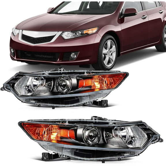 SCITOO Pair Headlight Assembly Fits 2009-2014 for Acura TSX (CU2) Base V6 Special Edition 4-Door Sedan 4-Door Headlights Black Housing Clear Lens, 33101TL0A02/AC2503118 (Bulbs Not Included)