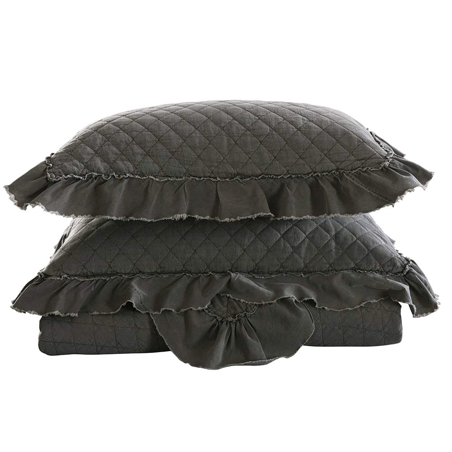JML 3 Piece Quilt Set Queen,Stone Washed Microfiber Bedspread Coverlet,Dark Grey 88"x92"