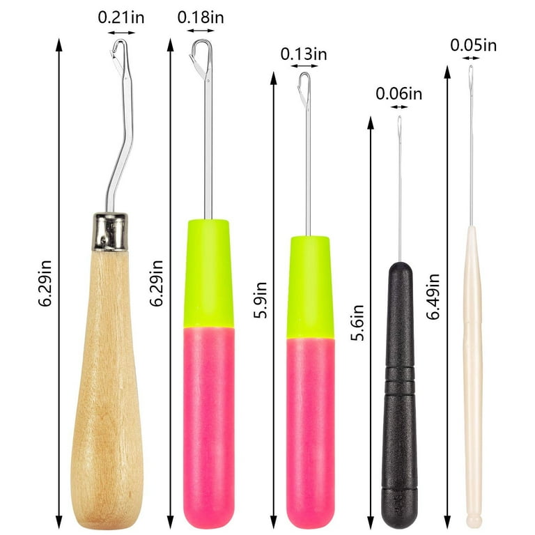 5pcs Latch Hook Misscrafts Bent Crochet Needle Hook Tool Set in 5 Sizes 1  Pieces Wooden Bent Latch Hook and 4 Size Plastic Latch Hook for Craft Micro  Braids Hair Extension