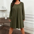 thumbnail image 4 of ClodeEU Women's Long Sleeve Round Neck Plus Size Sweater Dress,Elegant Loose T Shirt Swing Dress Army Green,Womens Plus XXL, 4 of 6