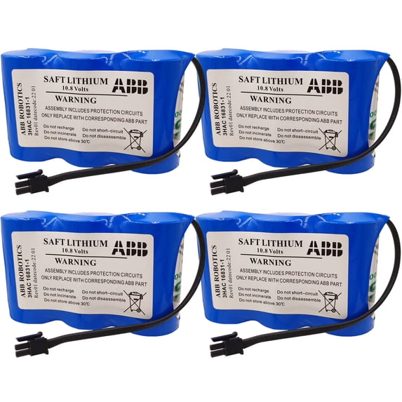 (4 Pack) 3HAC16831-1 10.8V ABB Battery 17000mAh (3HAC16831-1 LS33600) for ABB Robot Controller Battery