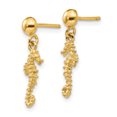 thumbnail image 2 of 14k Yellow Gold Small Seahorse Dangle Earrings Drop Animal Sea Life, 2 of 7