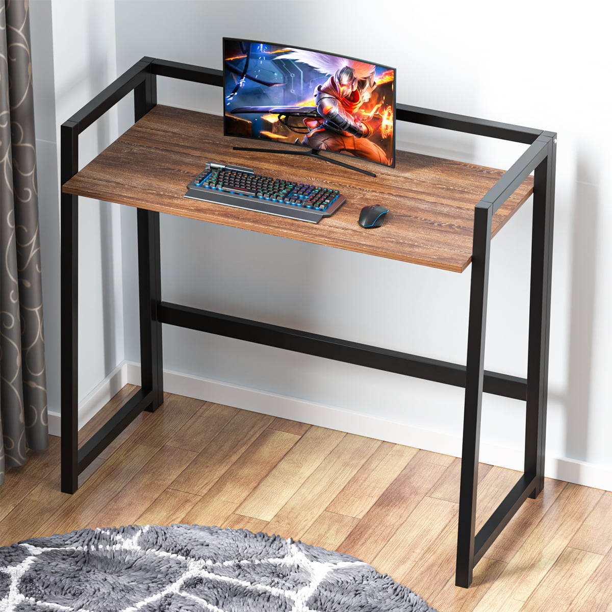 Wall Mounted Floating Folding Table Desk for Office Home Kitchen 60 x 40cm Black 