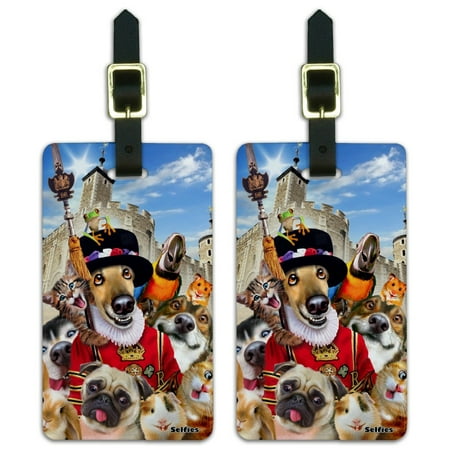 Tower of London England Britain Selfie Dogs Cats Luggage ID Tags Suitcase Carry-On Cards - Set of