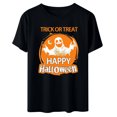 thumbnail image 2 of CLOISE Women's Halloween Blouses Trendy Halloween Ghost Print Shirts Short Sleeve Round Neck Blouses Basic Loose Comfy Tees Boo Holiday Clothes Winter Gift, 2 of 3