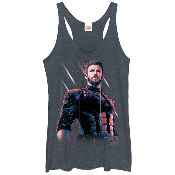 Women's Marvel Avengers: Infinity War Captain Streak  Racerback Tank Top Navy Blue Heather Large