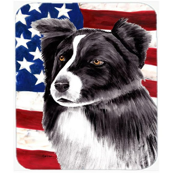 Usa American Flag With Border Collie Mouse Pad, Hot Pad Or Trivet