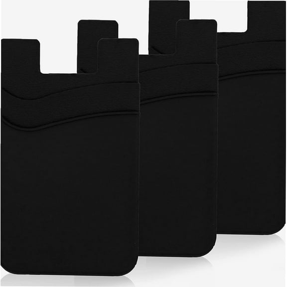 3 Pack Black Adhesive Phone Wallet Stick on Card Holder for Phone Case