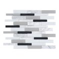 thumbnail image 1 of Modket TDH491NS White Gray Calacatta Marble Stone Crystal Glass Linear Mosaic Tile Backsplash, 1 of 5