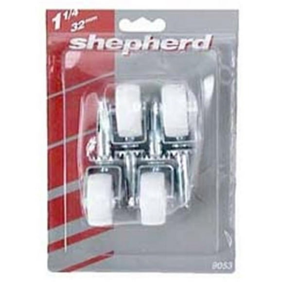 Shepherd 9053 4 Comptent 1,25 Po Blanc Léger Tige Pivotante Roulettes