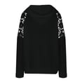 thumbnail image 6 of Trendy Outfits for Women Fall Winter Trendy Hoodies Waffle Knit Lace Long Sleeve Plain Pullover Sweater Sweatshirt (M, Black), 6 of 6