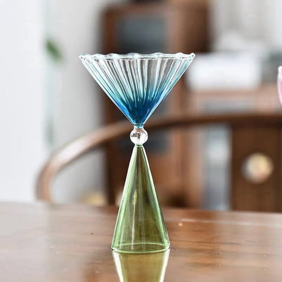 Kadlawus Hand Blown Wine Glasses for Cocktails, Gradient Glass Irregular Cups, Modern Juice Glasses for Champagne, Desserts, Drinks