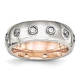 thumbnail image 2 of Chisel  Stainless Steel Polished Rose IP-plated Cubic Zirconia Half Round Ring 5, 2 of 5