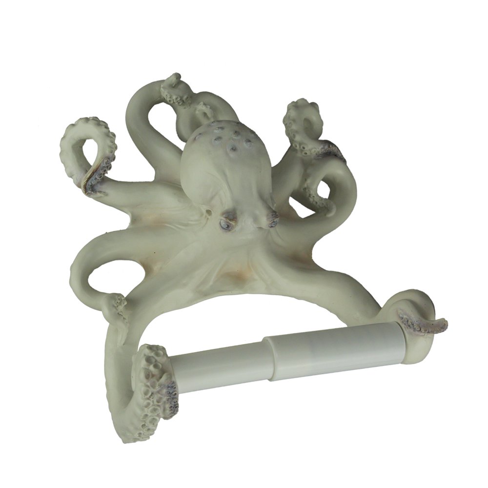 White Coastal Octopus Wall Mounted Toilet Paper Holder