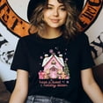 thumbnail image 3 of Have A Sweet Holiday Season T-Shirt | Pink Gingerbread House Graphic Tee for Women Kids, Black, Size M, 3 of 6