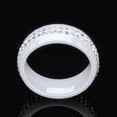 thumbnail image 3 of PAMTIER Unisex Ceramic 8mm Personality Simple Multi-Faceted Rhombic Cut 2 Lines Rows White Crystal Zircon Inlay Ring Wedding Band White Size 9, 3 of 5