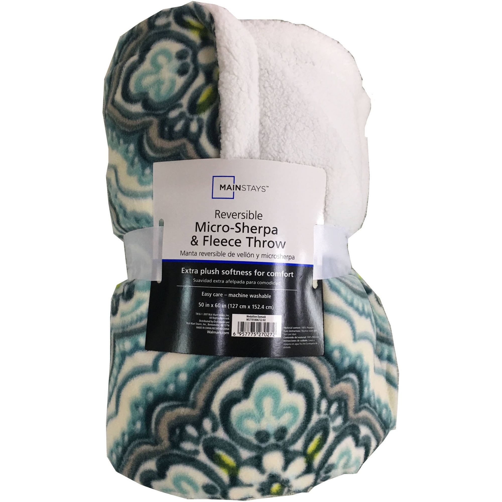 Mainstays Soft Cozy Fleece To Sherpa Throw Blanket