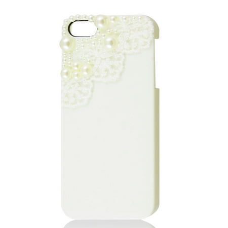 Gen X 140 Round Tube Unique Bargains Unique Bargains White 3D Laces Round Bead Hard Shell Back Cover Case for iPhone 5 5G 5th ()