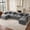 145“-Gray-Wood Structure, variant on HUACANORA Oversized Fluffy Corduroy Deep Seat U-shape Sectional Sofa with Ottoman, Hidden Storage Console and Cup Holders, Gray