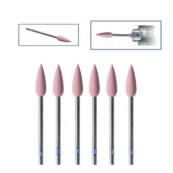 Mounted Silicone Pink Points Fine Grit Pkg 6 Jewelry Polishing Flexshaft Rotary