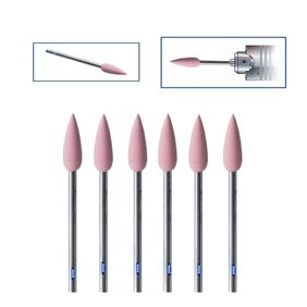 Mounted Silicone Pink Points Fine Grit Pkg 6 Jewelry Polishing Flexshaft Rotary