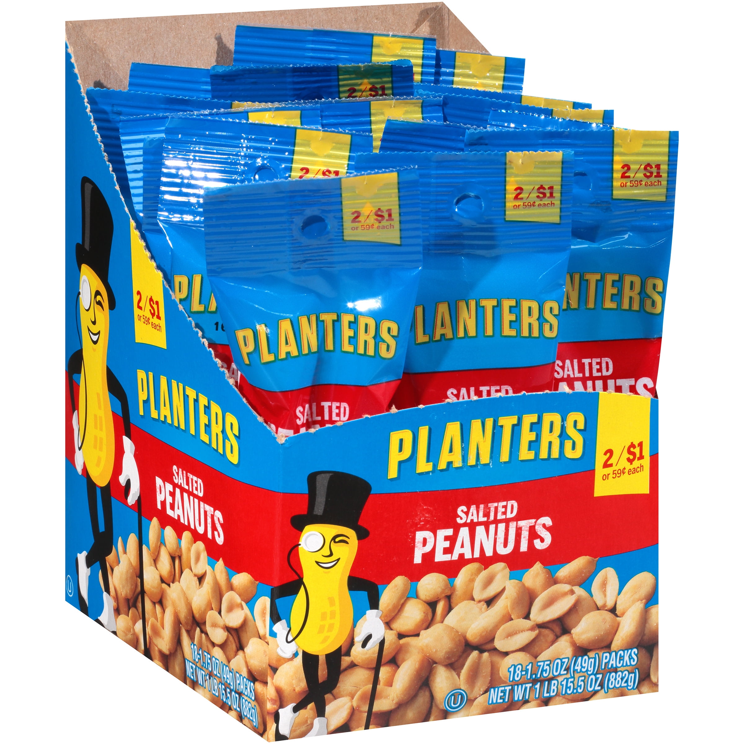 Planters Salted Peanuts 18 1.75 oz Bags